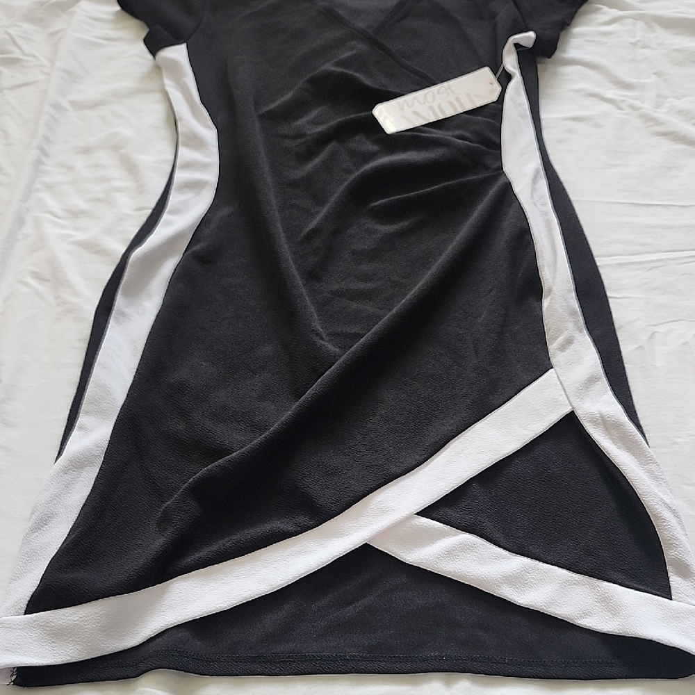 Almost Famous Black and White Mini Dress - Picture 3 of 5